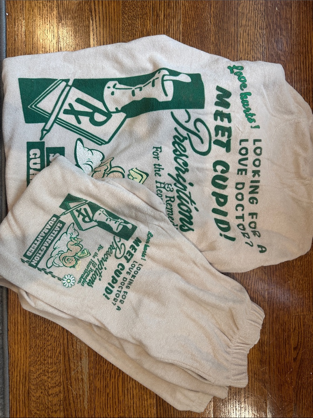 Boys Lie Cream Crewneck Sweater with Green Graphic